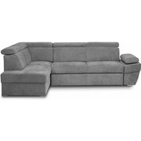 Ratlo Ecksofa , Schlaffunktion, 4 /5 Sitzer, Bettkasten, grau - Konsimo von KONSIMO