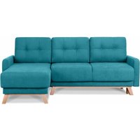 Visna Ecksofa links mit ausziehbarer Schlaf- und Liegefläche, blau - Konsimo Visna Ecksofa links mit ausziehbarer Schlaf- und Liegefläche, blau - Konsimo von KONSIMO