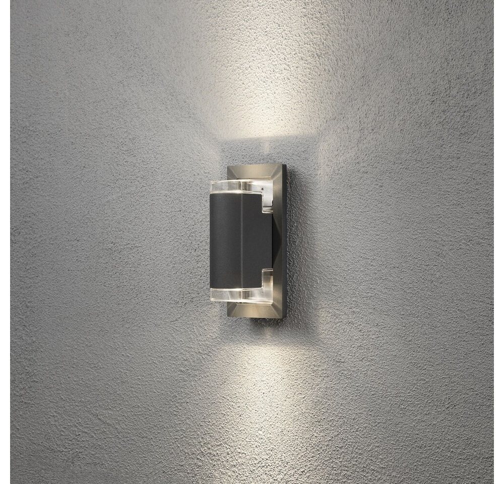 KONSTSMIDE Außen-Wandleuchte 2-flammig, Aluminium, anthrazit, GU10, IP54, wassergeschützt, G, wassergeschützt von KONSTSMIDE