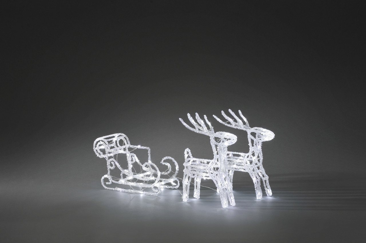 KONSTSMIDE Dekofigur Konstsmide LED Acryl-Set Schlitten mit 2 Rentieren von KONSTSMIDE