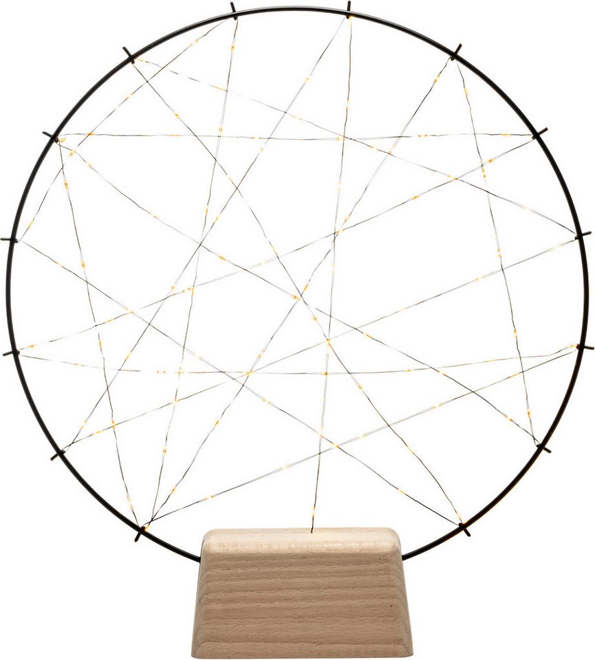 KONSTSMIDE Dekofigur Konstsmide LED Metallsilhouette Ring mit Holzfuß von KONSTSMIDE