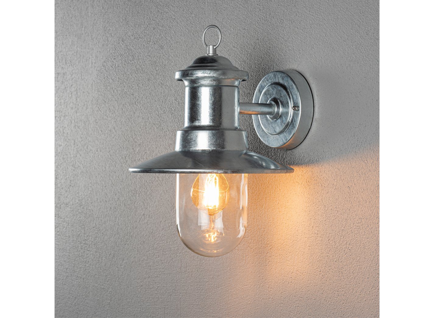 KONSTSMIDE LED Außen-Wandleuchte, LED wechselbar, Warmweiß, Wand-laterne rostfrei, Fassadenbeleuchtung Hauswand, Silber H: 30,5cm von KONSTSMIDE