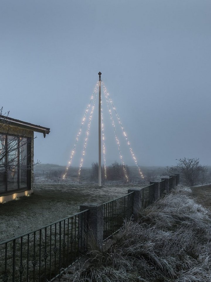 KONSTSMIDE LED-Baummantel Weihnachtsdeko aussen, Christbaumschmuck, 500-flammig, LED Fahnenmastbeleuchtung mit Ring, 5 Stränge à 100 gefrostete Dioden von KONSTSMIDE