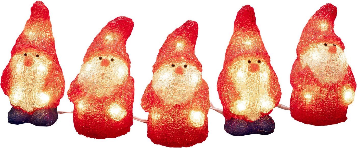 KONSTSMIDE LED Dekofigur LED Acryl Weihnachtsmann, 5er-Set, 40 warm weiße Dioden, LED fest integriert, Warmweiß von KONSTSMIDE