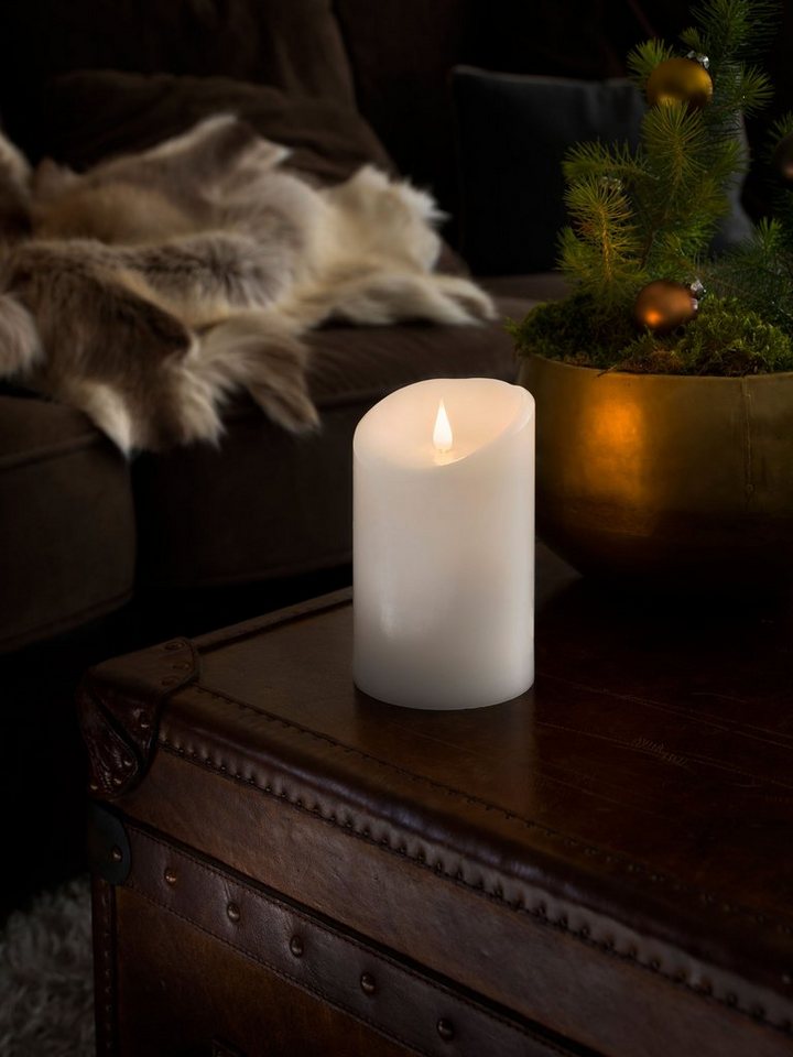 KONSTSMIDE LED-Kerze (1-tlg), LED Echtwachskerze, weiß, mit 3D Flamme, Ø 10 cm, Höhe: 16 cm von KONSTSMIDE