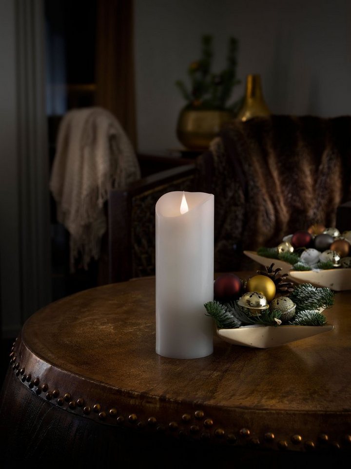KONSTSMIDE LED-Kerze Weihnachtsdeko (1-tlg), LED Echtwachskerze, weiß, mit 3D Flamme, Ø 7,5 cm, Höhe: 20,5 cm von KONSTSMIDE