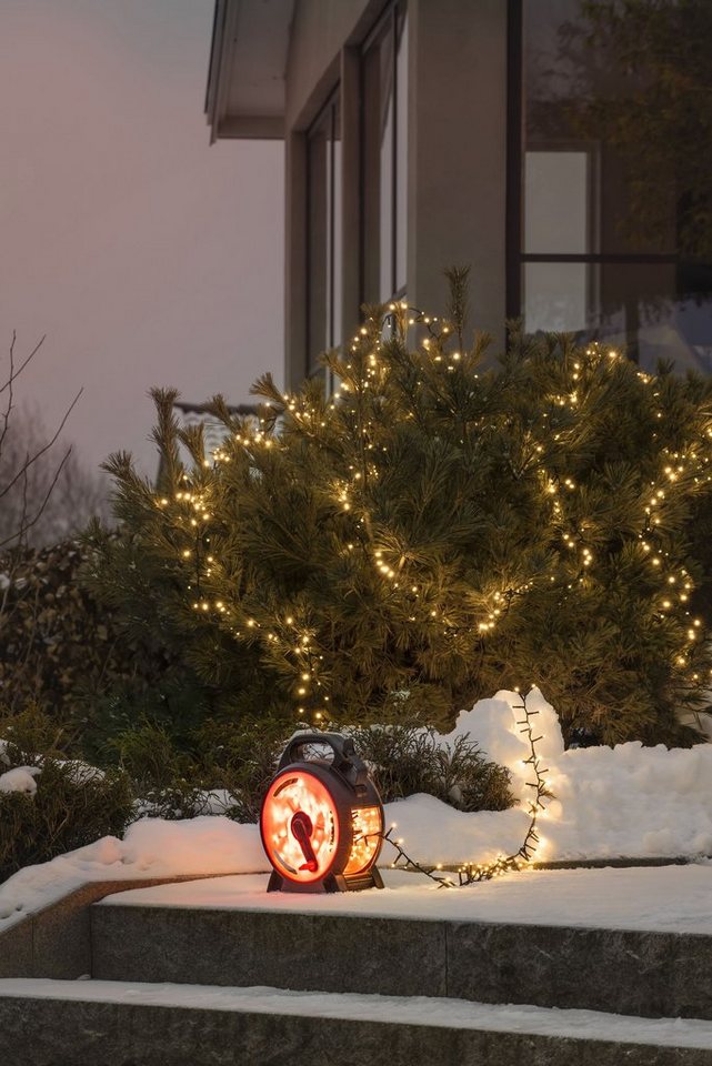 KONSTSMIDE LED-Lichterkette, 600-flammig, Micro LED Compactlights Lichterkette mit Kabelaufroller, schwarz-rot von KONSTSMIDE