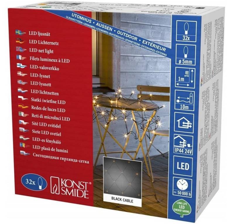 KONSTSMIDE LED-Lichternetz 3748-800 LED Lichternetz 32er Bernstein 1x1m von KONSTSMIDE