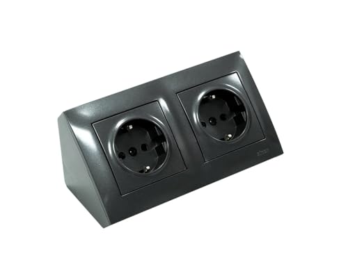 Steckdosenblock 2-Fach 250V Aufputz Ecksteckdose 45° Küchensteckdose Kinderschutz Doppelsteckdose Steckdose Schuko Anthrazit Wandsteckdose für Küche Wohnzimmer Büro DGSz1Z.01/48 Steckdosenblock 2-Fach 250V Aufputz Ecksteckdose 45° Küchensteckdose Kinderschutz Doppelsteckdose Steckdose Schuko Anthrazit Wandsteckdose für Küche Wohnzimmer Büro DGSz1Z.01/48 von KONTAKT Simon