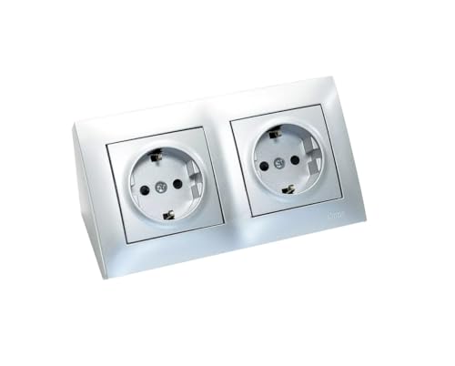 Steckdosenblock 2-Fach 250V Aufputz Ecksteckdose 45° Küchensteckdose Kinderschutz Doppelsteckdose Steckdose Schuko Silber Wandsteckdose für Küche Wohnzimmer Büro DGSz1Z.01/43 Steckdosenblock 2-Fach 250V Aufputz Ecksteckdose 45° Küchensteckdose Kinderschutz Doppelsteckdose Steckdose Schuko Silber Wandsteckdose für Küche Wohnzimmer Büro DGSz1Z.01/43 von KONTAKT Simon
