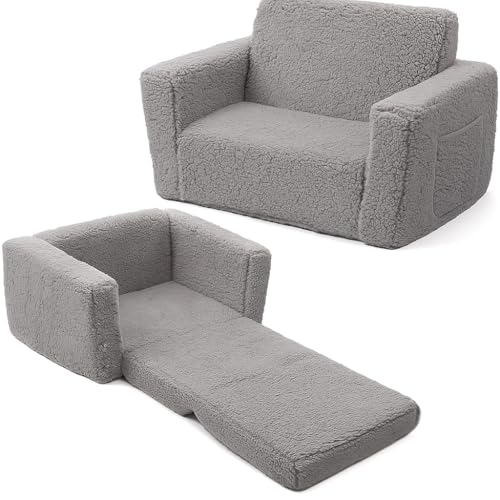 KONTARBOOR Ausziehbarer Kindersessel – 100 % ultraweicher Sherpa-Stoff – faltbarer und bequemer Sessel für Kinder – maschinenwaschbar – Maße 43,2 x 60 x 43,2 cm – Farbe Grau KONTARBOOR Ausziehbarer Kindersessel – 100 % ultraweicher Sherpa-Stoff – faltbarer und bequemer Sessel für Kinder – maschinenwaschbar – Maße 43,2 x 60 x 43,2 cm – Farbe Grau von KONTARBOOR