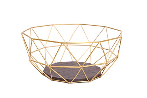 Obstkorb, Design goldfarbenes Metall/ graues Holz, 26 x 26 x 12 cm Obstkorb, Design goldfarbenes Metall/ graues Holz, 26 x 26 x 12 cm von KONTARBOOR