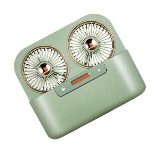 KONTONTY 1 Satz Kleiner USB Tischventilator mit Doppelstrahl und Sprühnebel Luftbefeuchter für Büro und Zuhause Stunden Betriebszeit Verstellbarer Luftauslass Langlebig und Praktisch Grün von KONTONTY