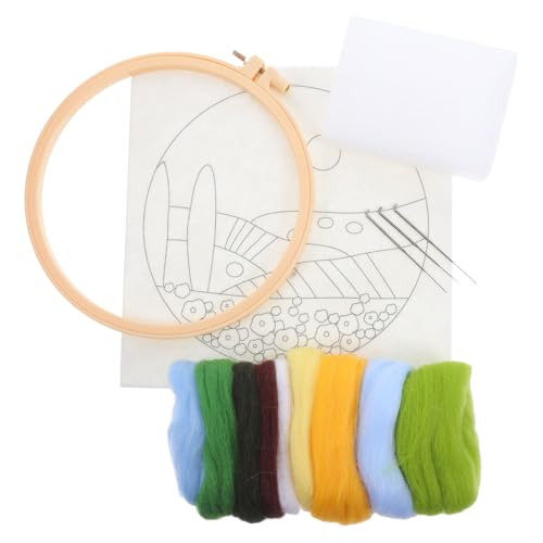 KONTONTY 1 Set Wollfilz Starter DIY Nadelfilz Set Für Anfänger – Nadelfilz Malsets Mit Bilderrahmen Schaumstoffunterlage Filztuch Und Anleitung von KONTONTY