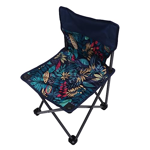 KONTONTY 1 Stück Faltbarer Outdoor Campingstuhl Leichter Tragbarer Anglerstuhl mit Rückenlehne für Strand Garten und Reisen mit Tragetasche Dunkelblau von KONTONTY