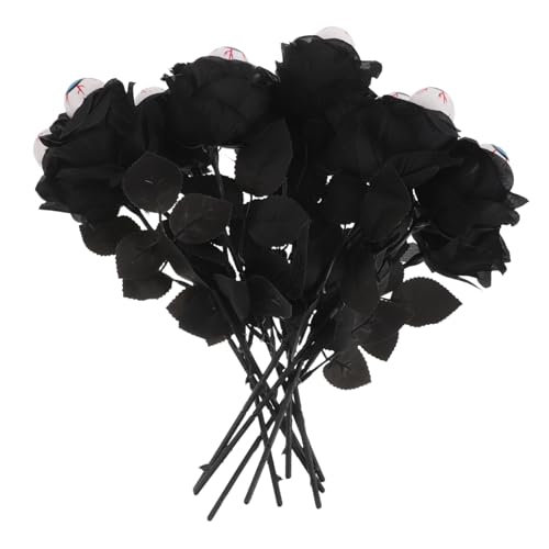 KONTONTY 10stücke Schwarze Künstliche Rosensträuße Mit Augäpfeln Für Halloween-dekorationen Künstliche Blumen Für Innen Und Außennutzung Gartendekoration von KONTONTY