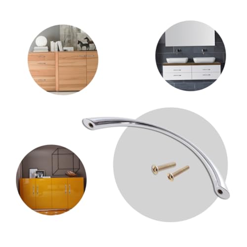KONTONTY 10 Stück Teiliges Gebogene Zinklegierung Möbelgriffe Chromfarbene Schrank Schubladengriffe mit Lochabstand Langlebige Küchenschrank Türknöpfe mit Metallbefestigungsschrauben KONTONTY 10 Stück Teiliges Gebogene Zinklegierung Möbelgriffe Chromfarbene Schrank Schubladengriffe mit Lochabstand Langlebige Küchenschrank Türknöpfe mit Metallbefestigungsschrauben von KONTONTY