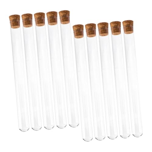 KONTONTY 10 Stück Teiliges Glas-reagenzgläser mit Korkstöpsel Hitzebeständige Transparente Aufbewahrungsröhrchen für Labor Wissenschaftliche Experimente und Unterricht von KONTONTY