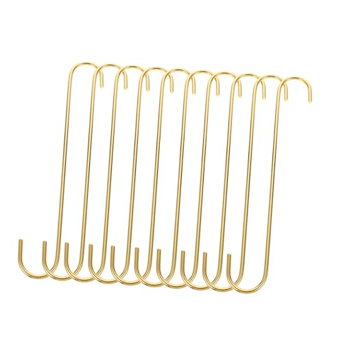 KONTONTY 10 Stück Teiliges Robuste Extra Lange Runde S Haken Goldfarben Stabile Gartenhaken zum Aufhängen von Blumentöpfen Vielseitig für Innen und Außenbereiche Wie Terrasse Balkon von KONTONTY