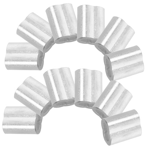 KONTONTY 100 Stück Aluminium Crimping Hülse Doppel Loch Kabelklemmen für Drahtseil Benutzerfreundliches Design Einfache Installation Sicherer Halt für Schmuckherstellung von KONTONTY