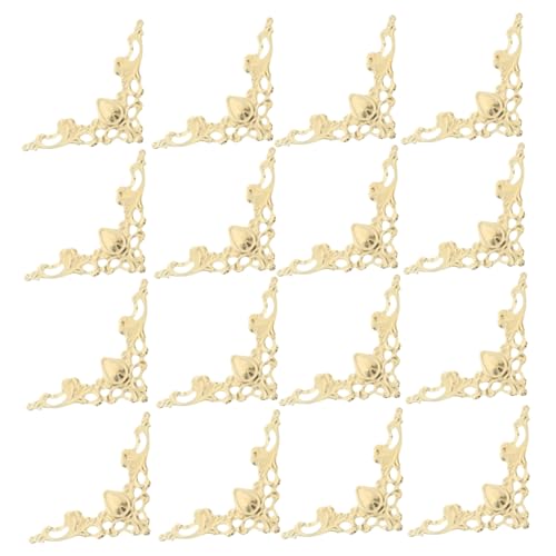 KONTONTY 100 Stück Vintage Metall Deko Eckenschutz für Scrapbook Fotoalbum Notizbuch Ordner Robuste Buchkanten Schutz Goldfarbene Eckbeschützer für Holzboxen von KONTONTY
