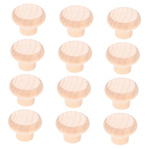 KONTONTY 12 Sätze Möbelknöpfe Holz Pilzform Unbehandelt Schrankknäufe mit Schrauben für Badezimmer Küchenschränke und Möbel Einfache Montage Elegantes Design Vielseitig Verwendbar von KONTONTY