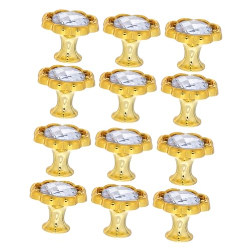 KONTONTY 12 Stück Teiliges Dekorative Blumenkno mit Funkelnden Strasssteinen Moderne Schrankgriffe Fu Kommode Ku Chenschra Nke und Kleiderschra Nke Einfache Montage Silberfarbene Ziehgriffe von KONTONTY