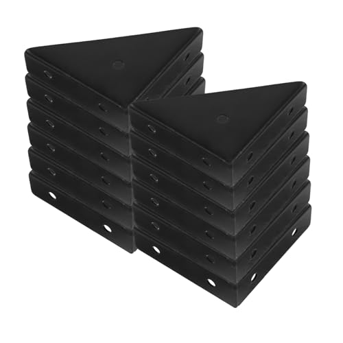 KONTONTY 12 Stück Teiliges Schwerlast eckwinkel Schwarzem Metall Dreieckige Verbindungsstütze für Möbel Stabile Winkelhalter für Schreibtisch Bett Regal Robuste Winkelverbinder für von KONTONTY