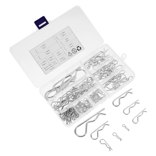 KONTONTY 125 Stück Teiliges Edelstahl R förmiges Sicherungssplinte Sortiment Federstecker Clips für Maschinenreparatur Rasenmäher Wartung Wohnmobilservice Robuste Befestigung von KONTONTY