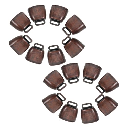 KONTONTY 16 Stück Teiliges Kleine Antike Gusseisen kuhglocken in Dunkelrot Laute Vintage weideglocken für Haustiere und Nutztiere Vielseitig Einsetzbar als Anti verlust schutz und von KONTONTY