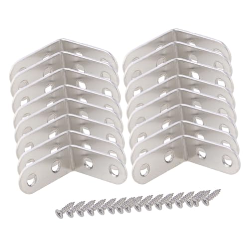 KONTONTY 18 Sätze Teiliges Edelstahl Regalhalter Metallwinkel mit Schrauben für Stabile Möbelbefestigung in Küche Büro Schlafzimmer Rostfrei Robust Vielseitig Einsetzbar von KONTONTY