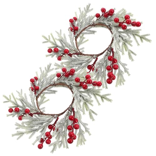 KONTONTY 2 STK. Weihnachtskerzenringe mit Künstlichen Tannennadeln und Roten Beeren Stabile Stumpenkerzenhalter für Tischdeko Festliche Bauernhaus-hochzeitsdekoration Tropfsicher und KONTONTY 2 STK. Weihnachtskerzenringe mit Künstlichen Tannennadeln und Roten Beeren Stabile Stumpenkerzenhalter für Tischdeko Festliche Bauernhaus-hochzeitsdekoration Tropfsicher und von KONTONTY