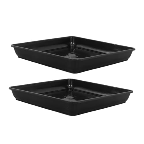 KONTONTY 2 STÜCK Quadratische Pflanztopf untersetzer aus Robustem Kunststoff Verdicktes Design für Stabile Wasserauffangschale Geeignet für Sukkulenten Bonsai für Balkon und Garten von KONTONTY