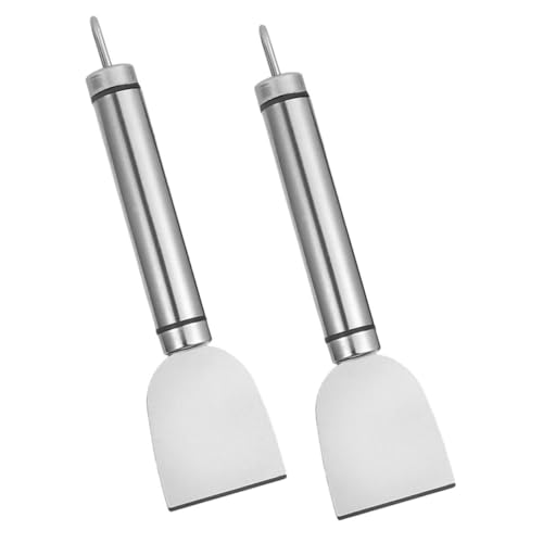 KONTONTY 2 Stück Edelstahl Schaber Multifunktionaler Reinigungs schaber für Kühlschrank Eiskratzer Glas Boden Fliesen Zwischenräume mit Rutschfestem Griff Kompakt Leicht für Küche Bad von KONTONTY