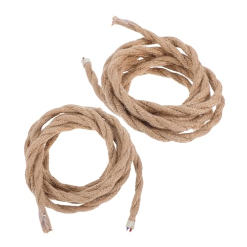 KONTONTY 2 Stück Hanfseil Lampenkabel Geflochtenes Textilkabel Vintage Industrie Stil Robustes Pendelleuchtenkabel Für DIY Beleuchtung Kronleuchter Tischlampe von KONTONTY