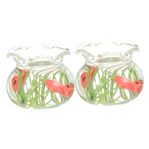 KONTONTY 2 Stück Miniatur-fischgläser Glas Aquarium Für Puppenhaus Miniatur-goldfischbecken Dekoration Für Miniaturgarten Und Schreibtisch von KONTONTY