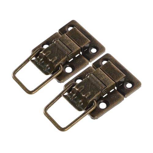 KONTONTY 2 Stück Retro Stil Metall Kippverschluss Box Verschluss Schloss für Schmuckkästchen Kosmetikkoffer Geschenkbox Universalpassform ohne Werkzeug Einfache Montage von KONTONTY