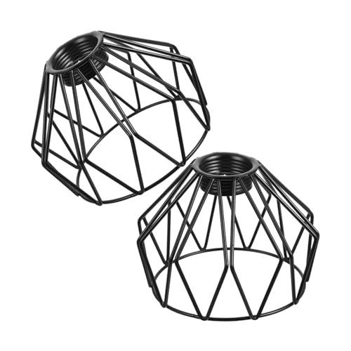 KONTONTY 2 Stück Schwarze Metall Vogelkäfig Lampenschirme Robuste Industrielle Pendelleuchten-abdeckungen aus Stabilem Metall Vintage Drahtkörbe für Einfache Montage Langlebige Hängelampen von KONTONTY