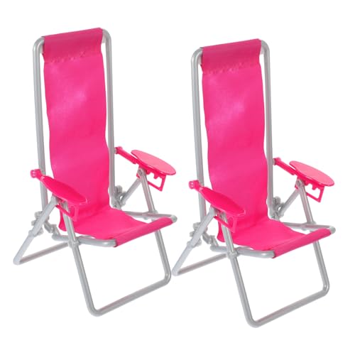 KONTONTY 2 Stück Simulation Strandkorb Strandstühle Leicht Falten Accessoires Und Möbel Mini-Strand Faltbar Erwachsene Strandstuhl Tragbar Klappstühle Stuhlstrand Strandkorb Liege Rot von KONTONTY