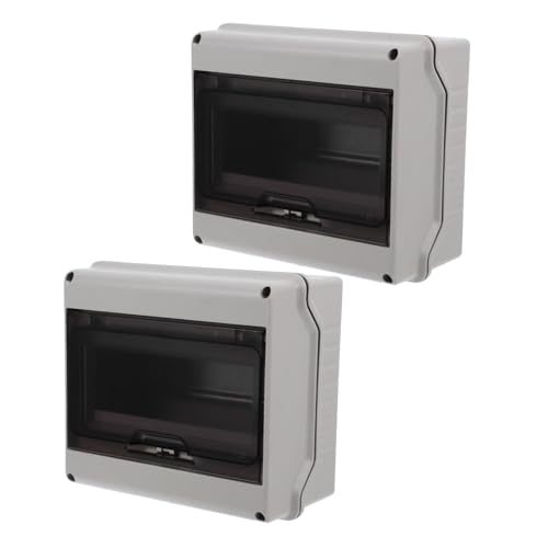 KONTONTY 2 Stück Wasserdichter Außen-verteilerkasten mit Din-schiene und Transparentem Schutzdeckel für Ladestationen Stoßfestes Gehäuse Schutz für Sichere Stromverteilung im Freien von KONTONTY