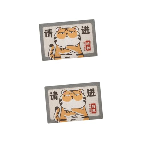 KONTONTY 2 Stück rutschfeste Waschbare Tiger Fußmatte mit Kreativem Druck Strapazierfähige Saugfähige Bodenmatte für Hauseingang Wohnzimmer und Schlafzimmer Langlebig und Komfortabel von KONTONTY