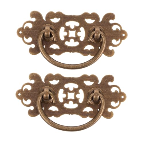 KONTONTY 2 Teiliges Vintage Messing Möbelgriff Retro Tür Schubladenknöpfe Robuste Antike Schrankgriffe für Kommode Kleiderschrank Vielseitig für Möbel und Türen Einfache Montage von KONTONTY