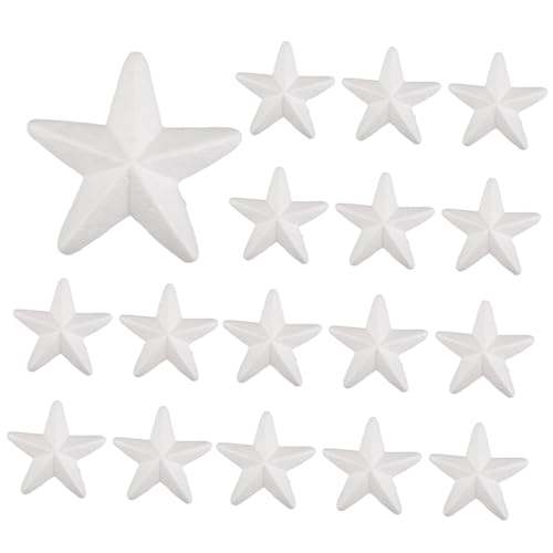 KONTONTY 20stücke Weiße Schaumstoffsterne Aus Polystyrol Fünfzackige Sternformen Bastelmaterial Unvollendete Kleine Sterne Figur DIY-Crafting Für Weihnachtsdekor von KONTONTY