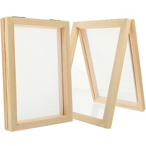 KONTONTY 2Stücke Holzrahmen zur Papierherstellung DIY Papierrahmen Stabilem Holz für Bastelarbeiten für Familienaktivitäten und Umweltbewusstes Gestalten von KONTONTY