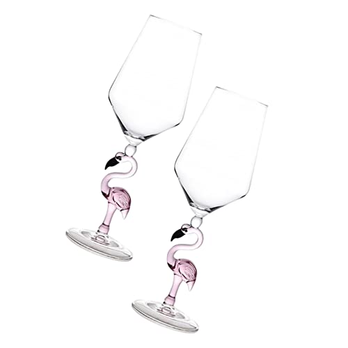 KONTONTY 2stücke Flamingo-cocktailgläser Hohes Haushaltsweingläser Verschleißfeste Weinbecher Multifunktionale Glasbecher Für Hochzeit Und Party Leicht Zu Reinigen Und Sturzfest von KONTONTY