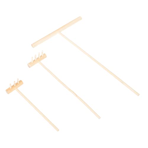 KONTONTY 3 Stück Mini -rechenhandwerk Mini-rechen Werkzeug Schreibtisch-sandkasten Kleiner Rechen Tisch-gartensandgeräte Sandglätter Rechen Für Schreibtischablagen Bambus Khaki von KONTONTY