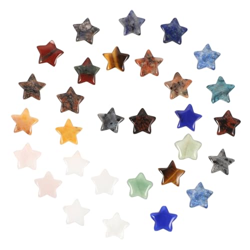 KONTONTY 30 Stück Teiliges Natürlicher Kristall Stern Dekosteine Bunte Desktop Ornamente für Büro Wohnzimmer Feiertagsdeko Tischdekoration von KONTONTY