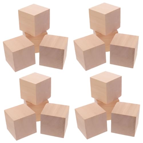 KONTONTY 30 Stück Unlackierte Holzblöcke für Diy Projekte Robuste Holzwürfel zum Malen Basteln für Matheunterricht von KONTONTY