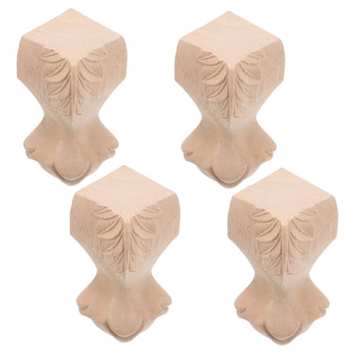 KONTONTY 4 Stück Elegante Möbelfüße aus Holz mit Kunstvollen Schnitzereien für Sofa Kleiderschrank Couchtisch und Badmöbel Einfache Montage Klassische Verlängerungsbeine von KONTONTY