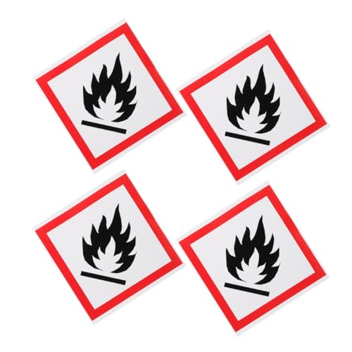 KONTONTY 4 Stück Teiliges Feuerwarnaufkleber für Mülltonnen Wetterfeste Sicherheitskennzeichen zur Brandgefahrwarnung im Freien Langlebige Selbstklebende Sticker für Parks und Bereiche von KONTONTY